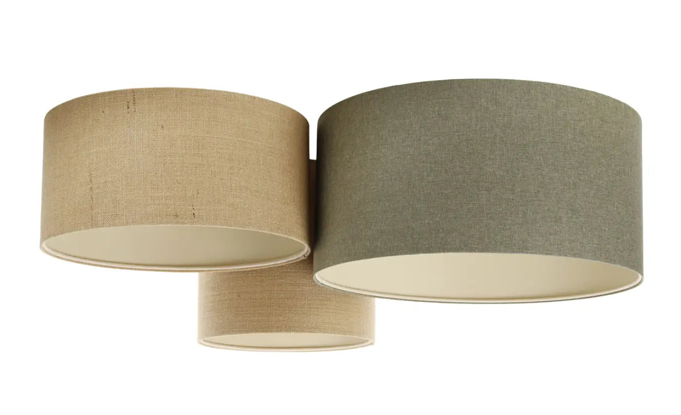 Luminaire Plafonnier Design en Tissu - Trio Boho Elegant (Beige/Vert/Ecru)