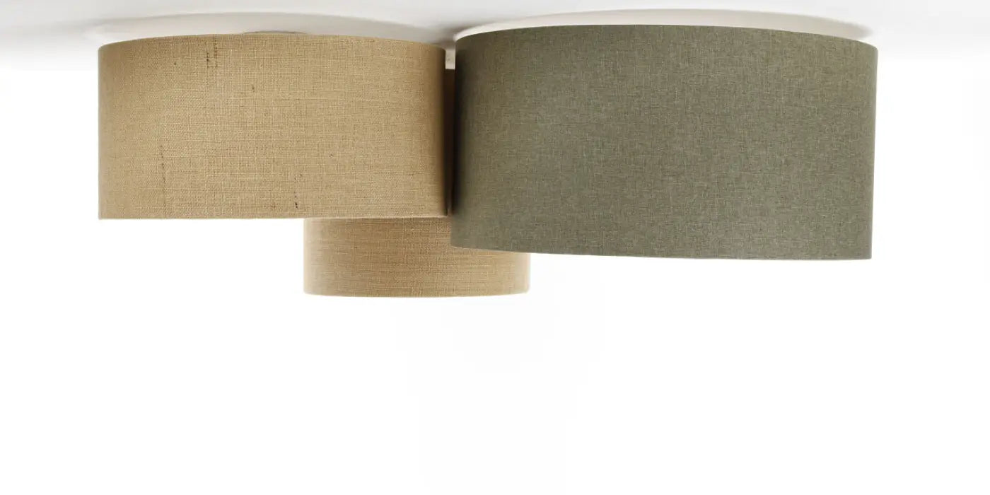 Luminaire Plafonnier Design en Tissu - Trio Boho Elegant (Beige/Vert/Ecru)