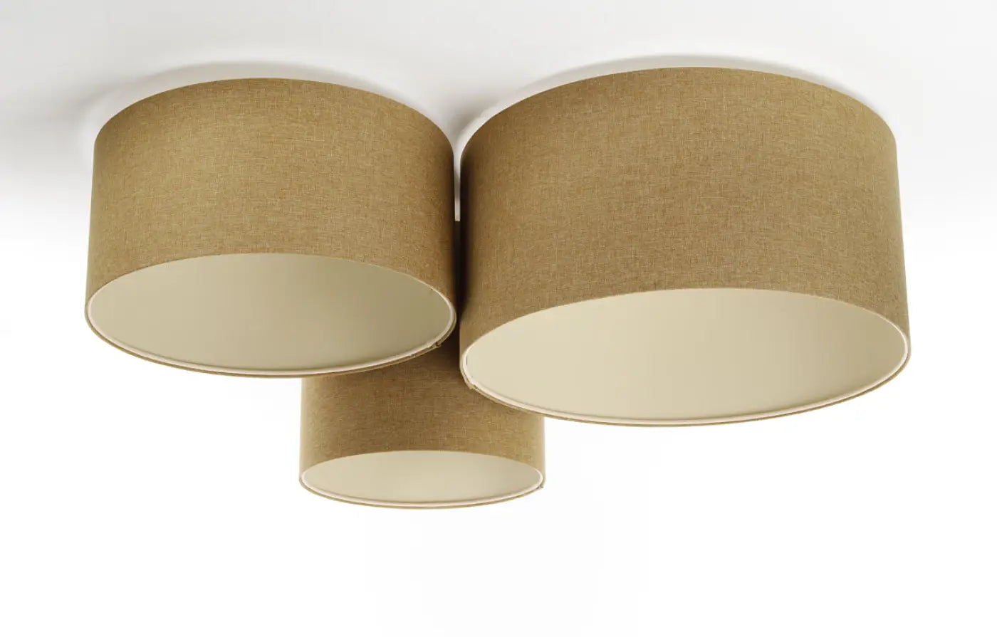 Luminaire Plafonnier Design en Tissu - Trio Boho Elegant (Moutarde/Ecru)
