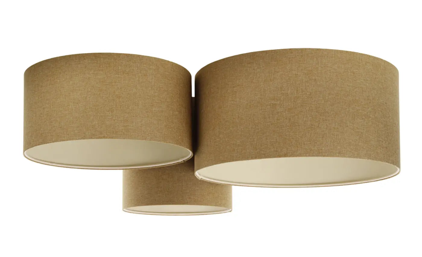 Luminaire Plafonnier Design en Tissu - Trio Boho Elegant (Moutarde/Ecru)