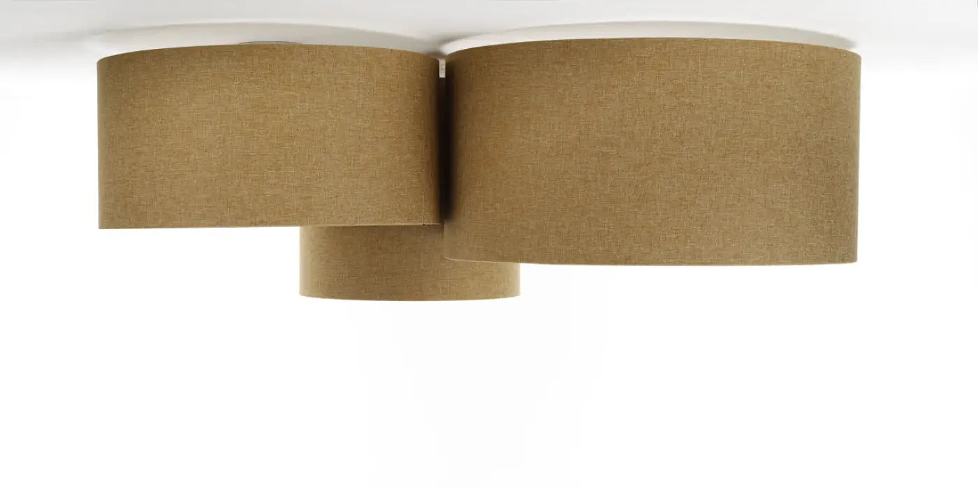 Luminaire Plafonnier Design en Tissu - Trio Boho Elegant (Moutarde/Ecru)