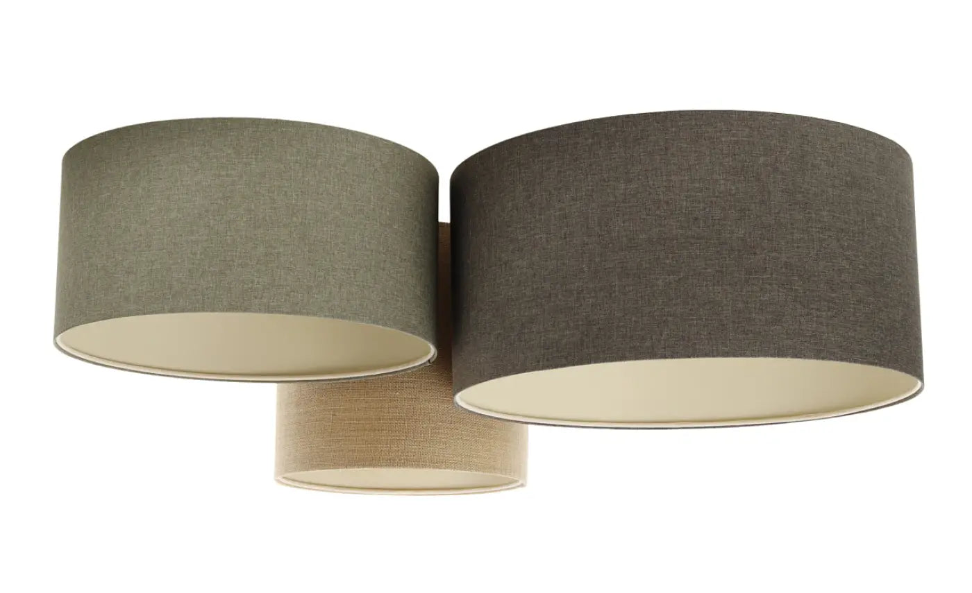 Luminaire Plafonnier Design en Tissu - Trio Boho Elegant (Granite/Ecru/Vert Gris/Beige)