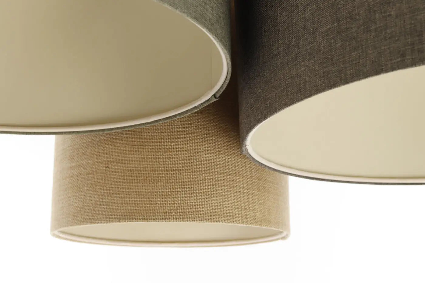Luminaire Plafonnier Design en Tissu - Trio Boho Elegant (Granite/Ecru/Vert Gris/Beige)