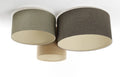 Luminaire Plafonnier Design en Tissu - Trio Boho Elegant (Granite/Ecru/Vert Gris/Beige)