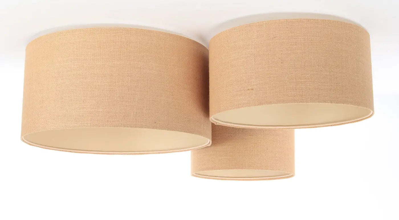 Luminaire Plafonnier Design en Tissu - Trio Boho (Ecru/Caramel)