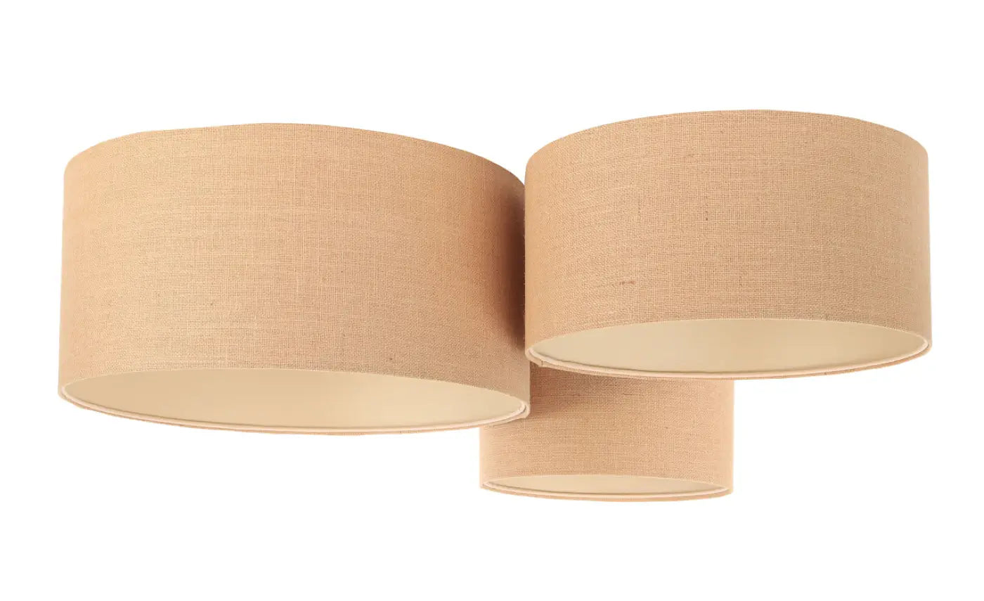 Luminaire Plafonnier Design en Tissu - Trio Boho (Ecru/Caramel)