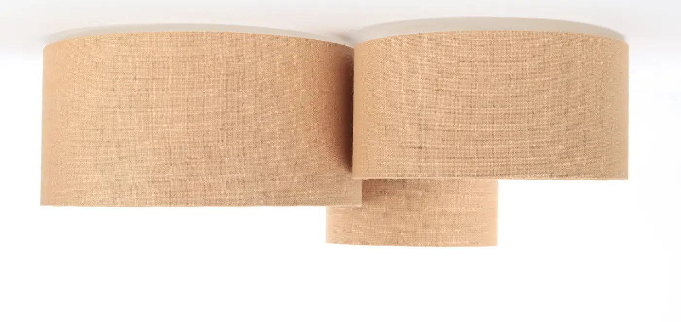 Luminaire Plafonnier Design en Tissu - Trio Boho (Ecru/Caramel)