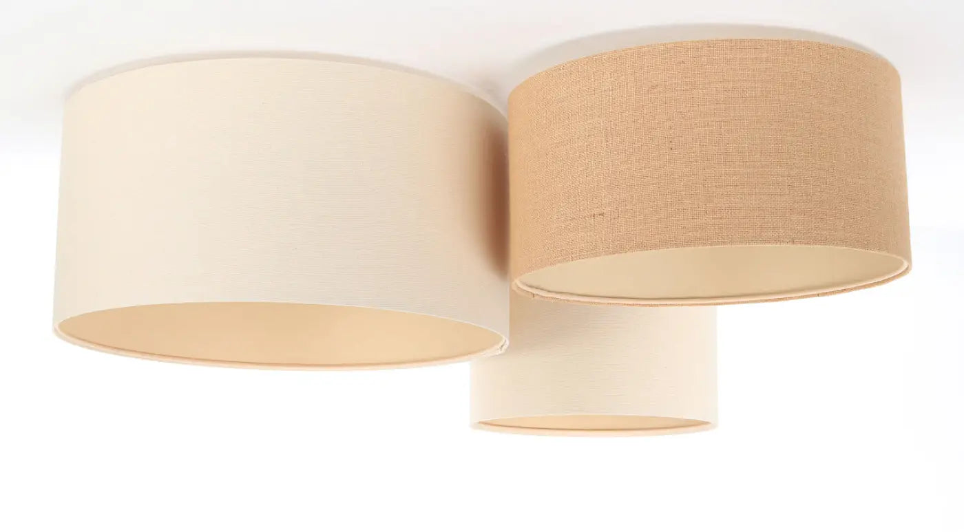 Luminaire Plafonnier Moderne en Tissu - Trio Boho (Blanc Crème/Beige/Ecru)