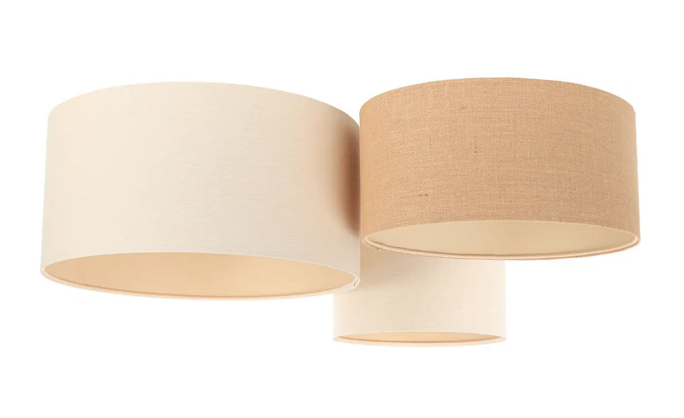 Luminaire Plafonnier Moderne en Tissu - Trio Boho (Blanc Crème/Beige/Ecru)