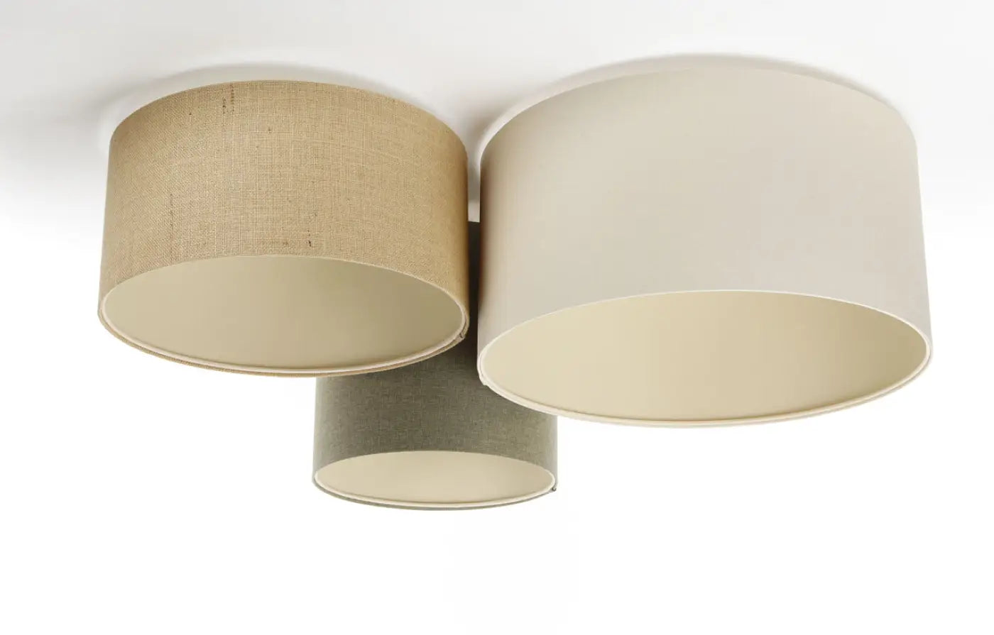 Luminaire Plafonnier Elegant en Tissu - Trio Boho Elegant (Beige/Vert Gris/Crème/Ecru)