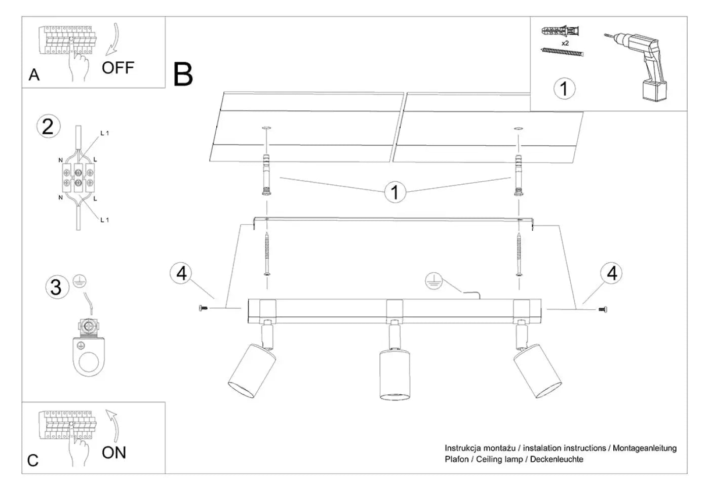 Luminaire Plafonnier en Bois - Zuca 3 (Noir)