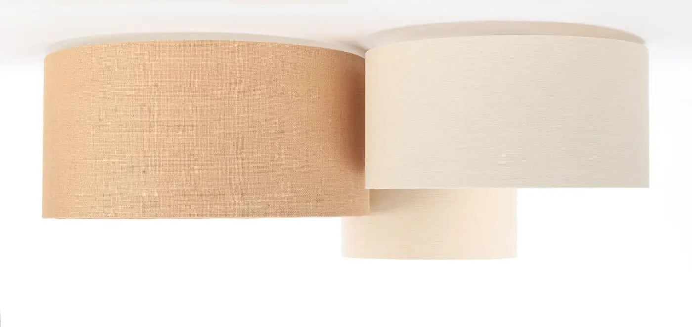 Luminaire Plafonnier en Tissu - Trio Boho (Blanc Crème/Caramel/Ecru)