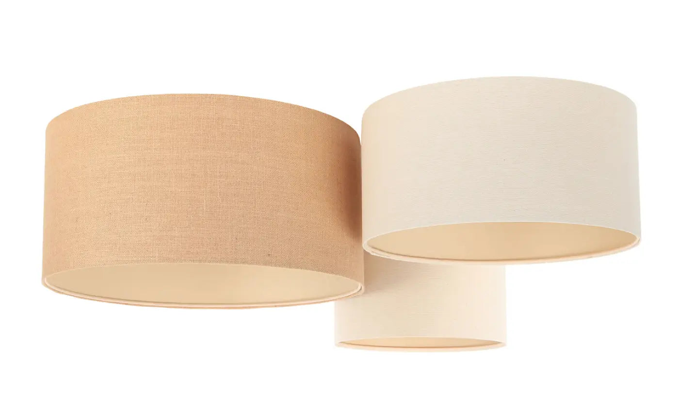 Luminaire Plafonnier en Tissu - Trio Boho (Blanc Crème/Caramel/Ecru)