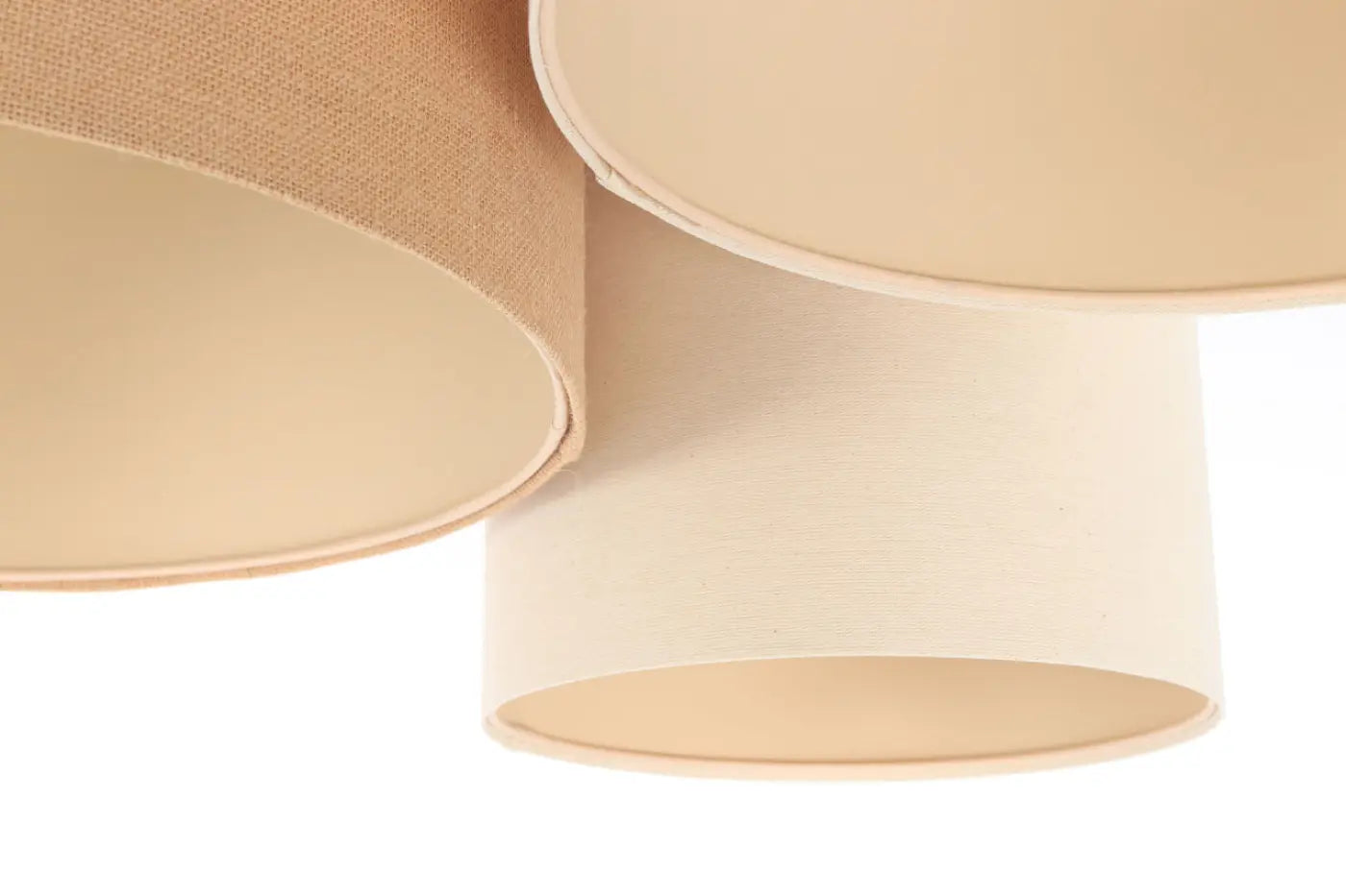 Luminaire Plafonnier en Tissu - Trio Boho (Blanc Crème/Caramel/Ecru)