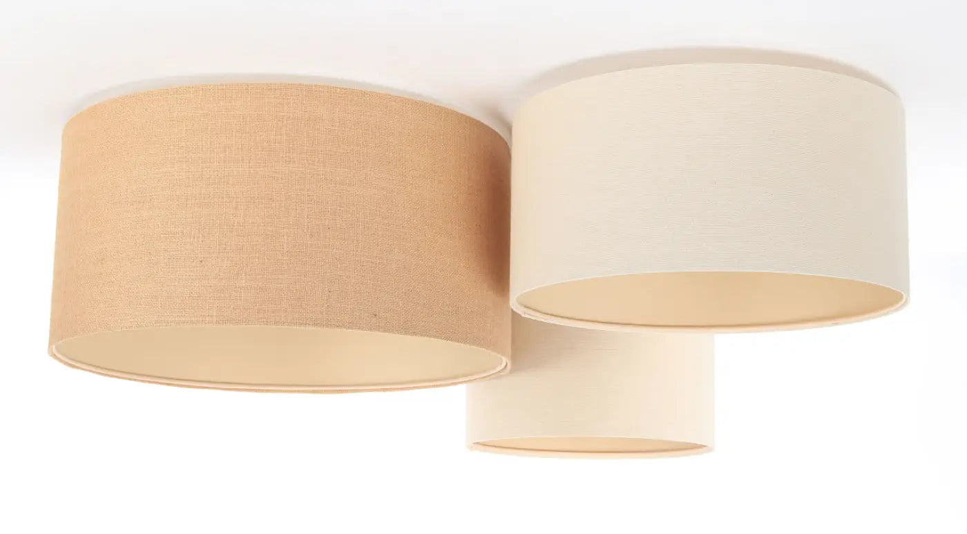Luminaire Plafonnier en Tissu - Trio Boho (Blanc Crème/Caramel/Ecru)