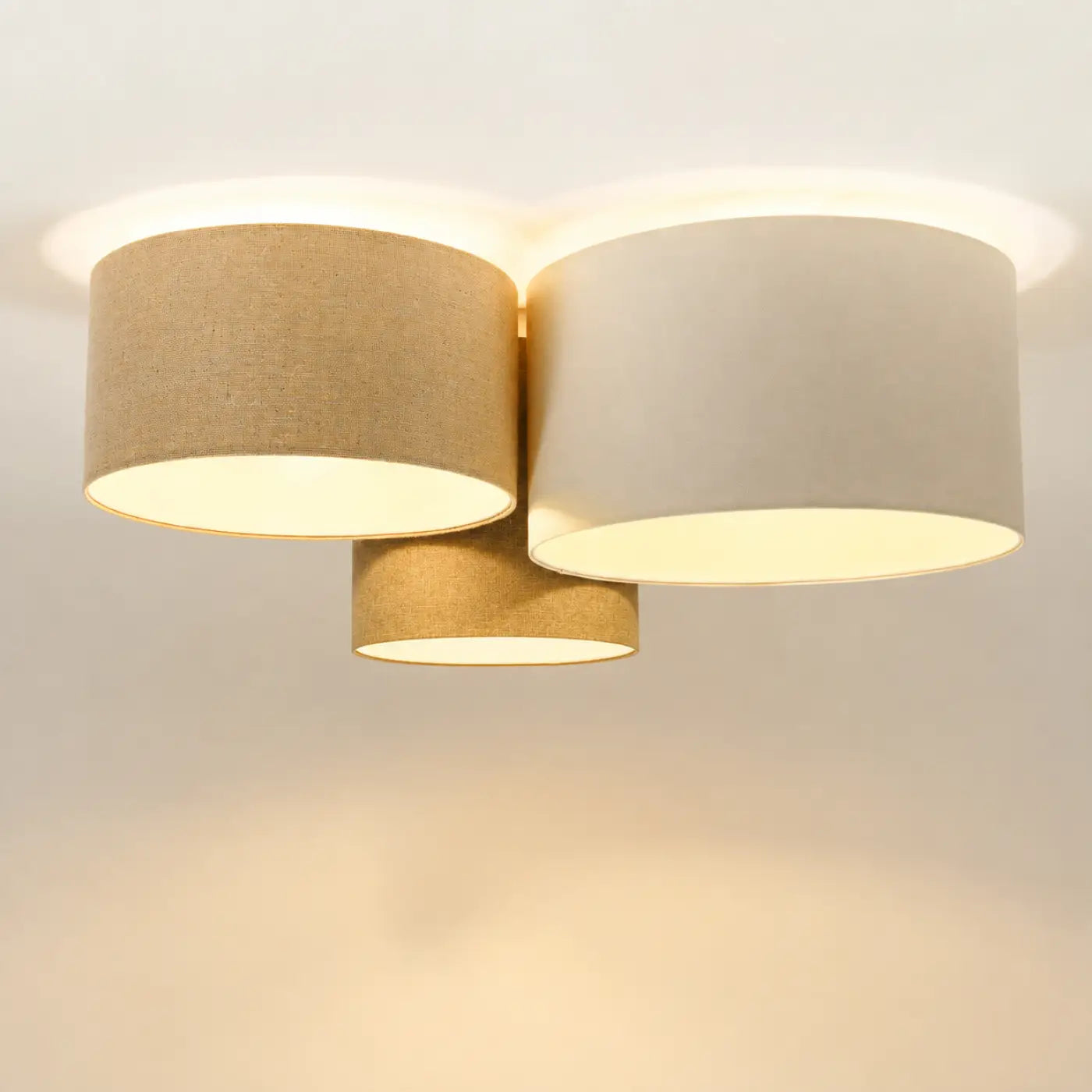 Luminaire Plafonnier Scandinave en Tissu - Trio Boho Elegant (Moutarde/Beige/Crème/Ecru)
