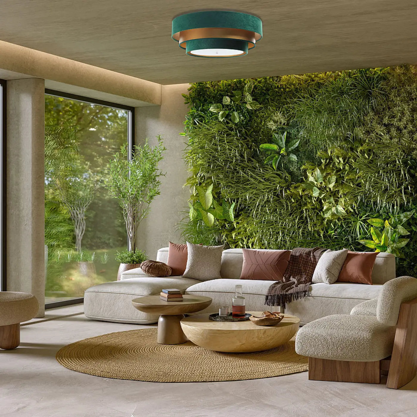 Luminaire Plafonnier Design - Triniti Elegant (Vert/Doré)