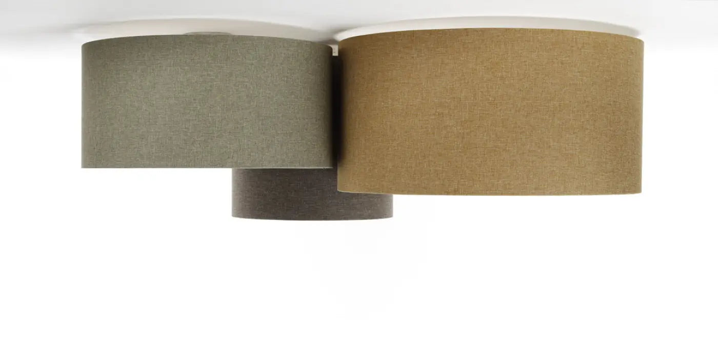Luminaire Plafonnier en Tissu - Trio Boho Elegant (Moutarde/Gris Vert/Graphite/Ecru)