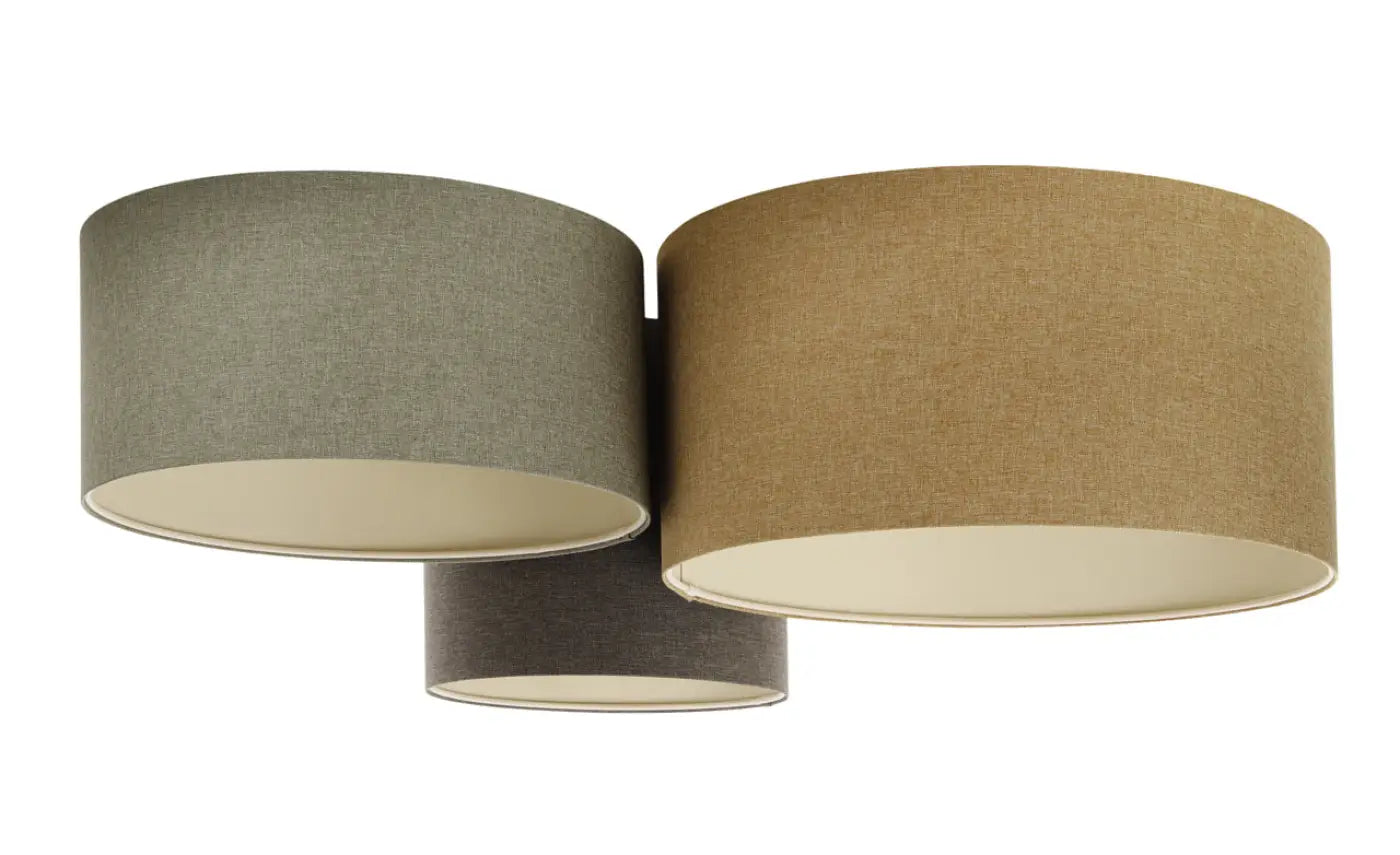 Luminaire Plafonnier en Tissu - Trio Boho Elegant (Moutarde/Gris Vert/Graphite/Ecru)