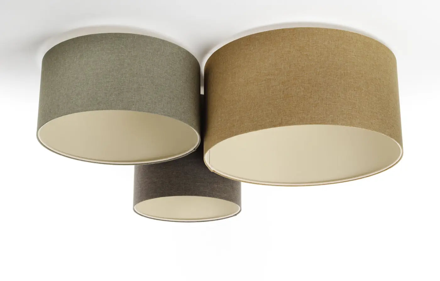 Luminaire Plafonnier en Tissu - Trio Boho Elegant (Moutarde/Gris Vert/Graphite/Ecru)
