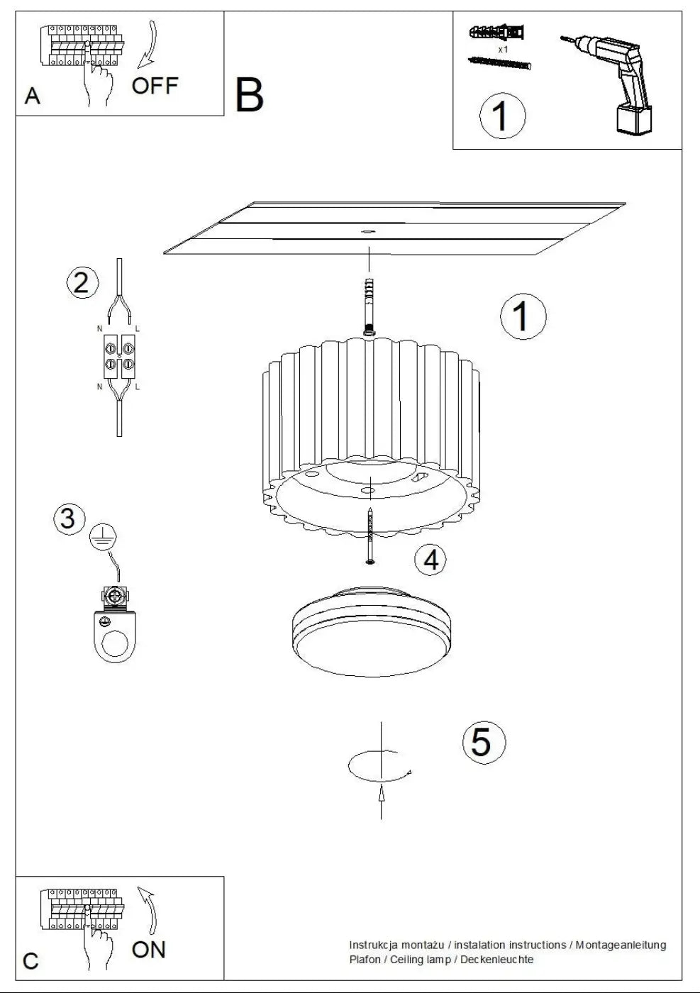 Luminaire Plafonnier Moderne - Aura 1 (Vert Olive)