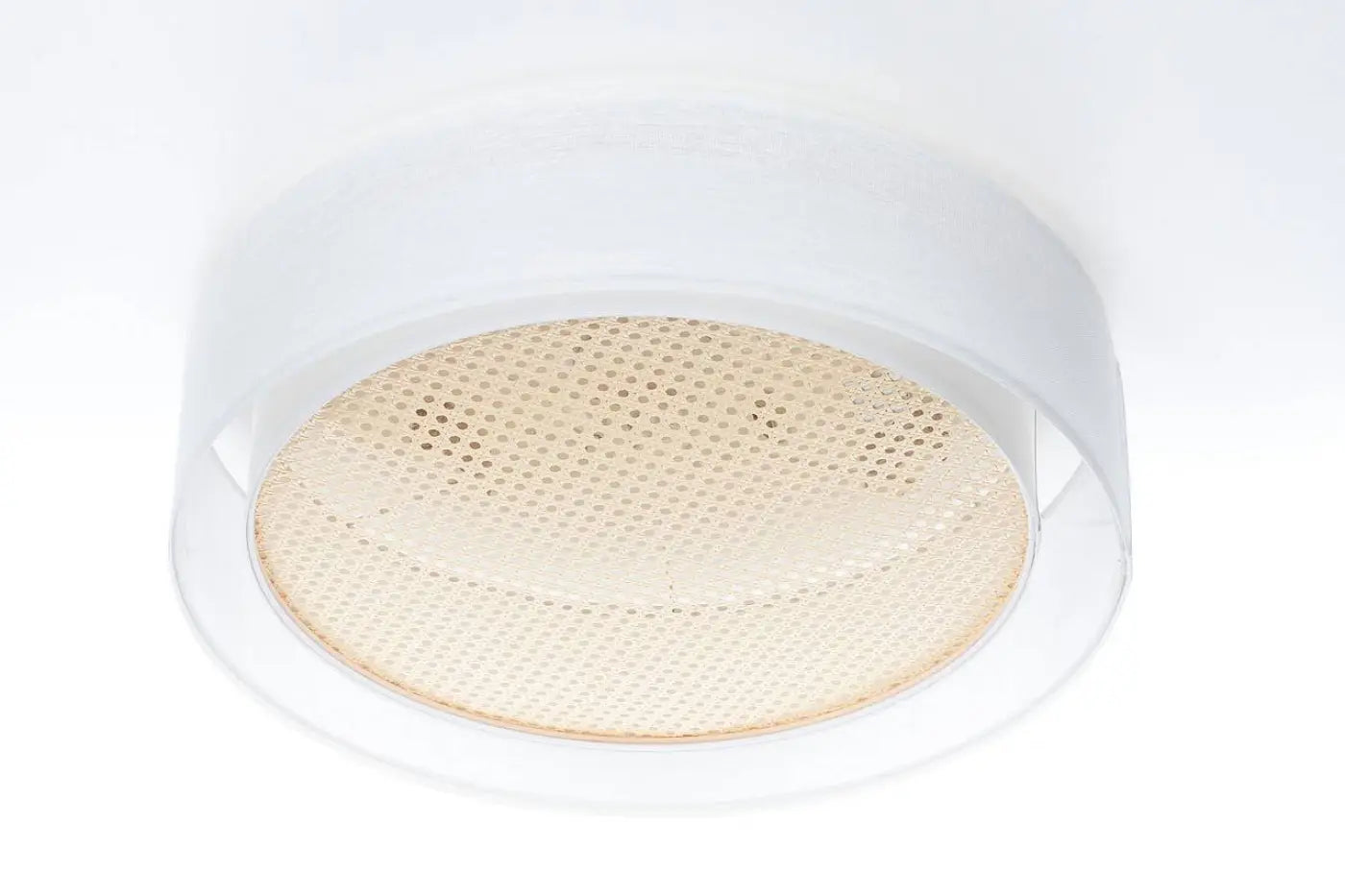 Luminaire Plafonnier Design en Rotin - Puro Rattan (Blanc/Crème)