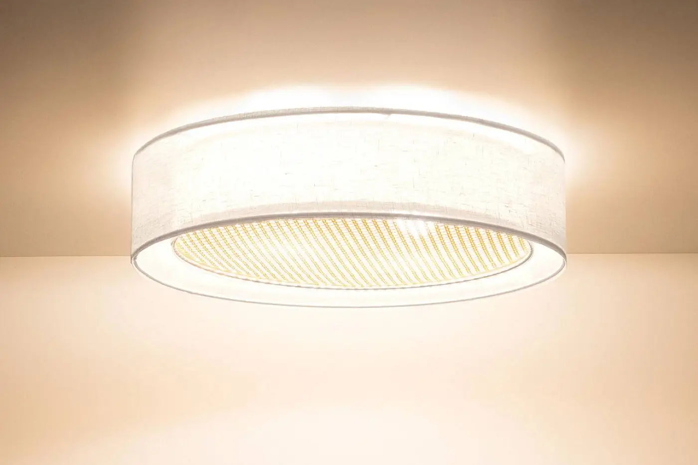 Luminaire Plafonnier Design en Rotin - Puro Rattan (Blanc/Crème)