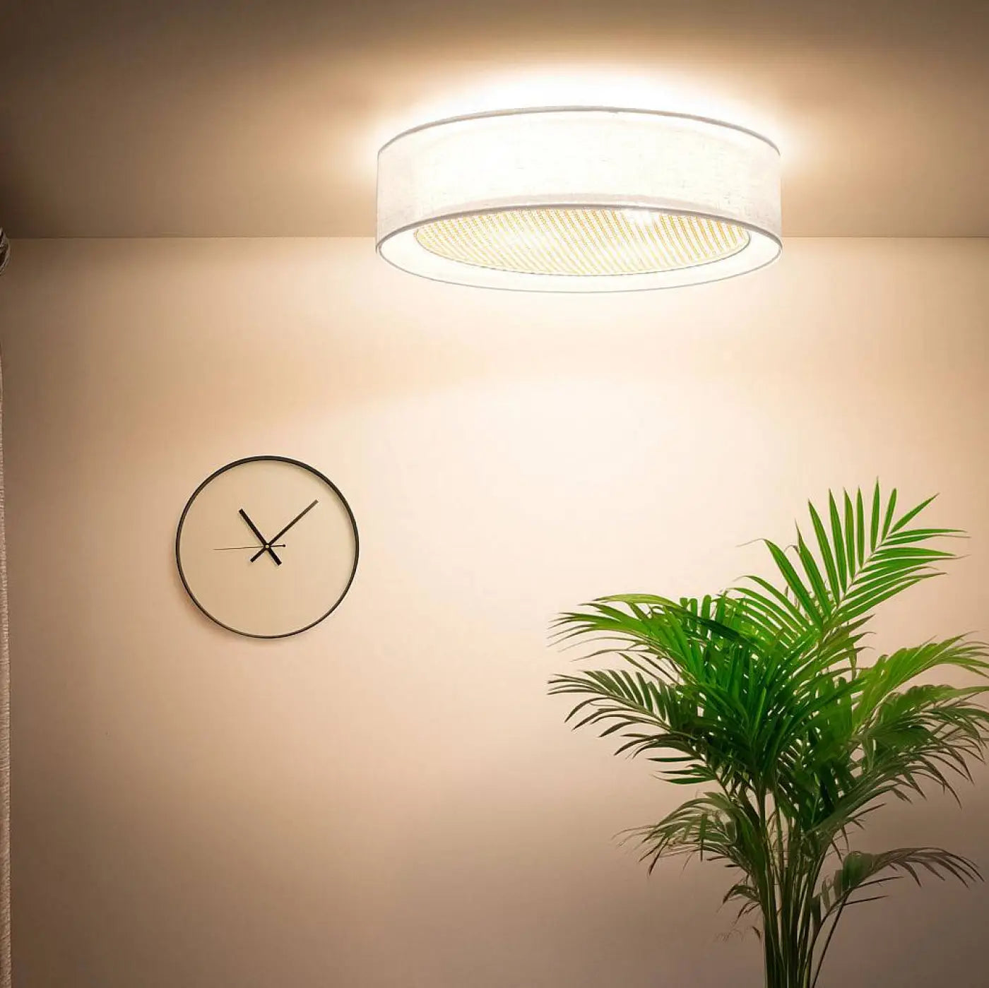 Luminaire Plafonnier Design en Rotin - Puro Rattan (Blanc/Crème)