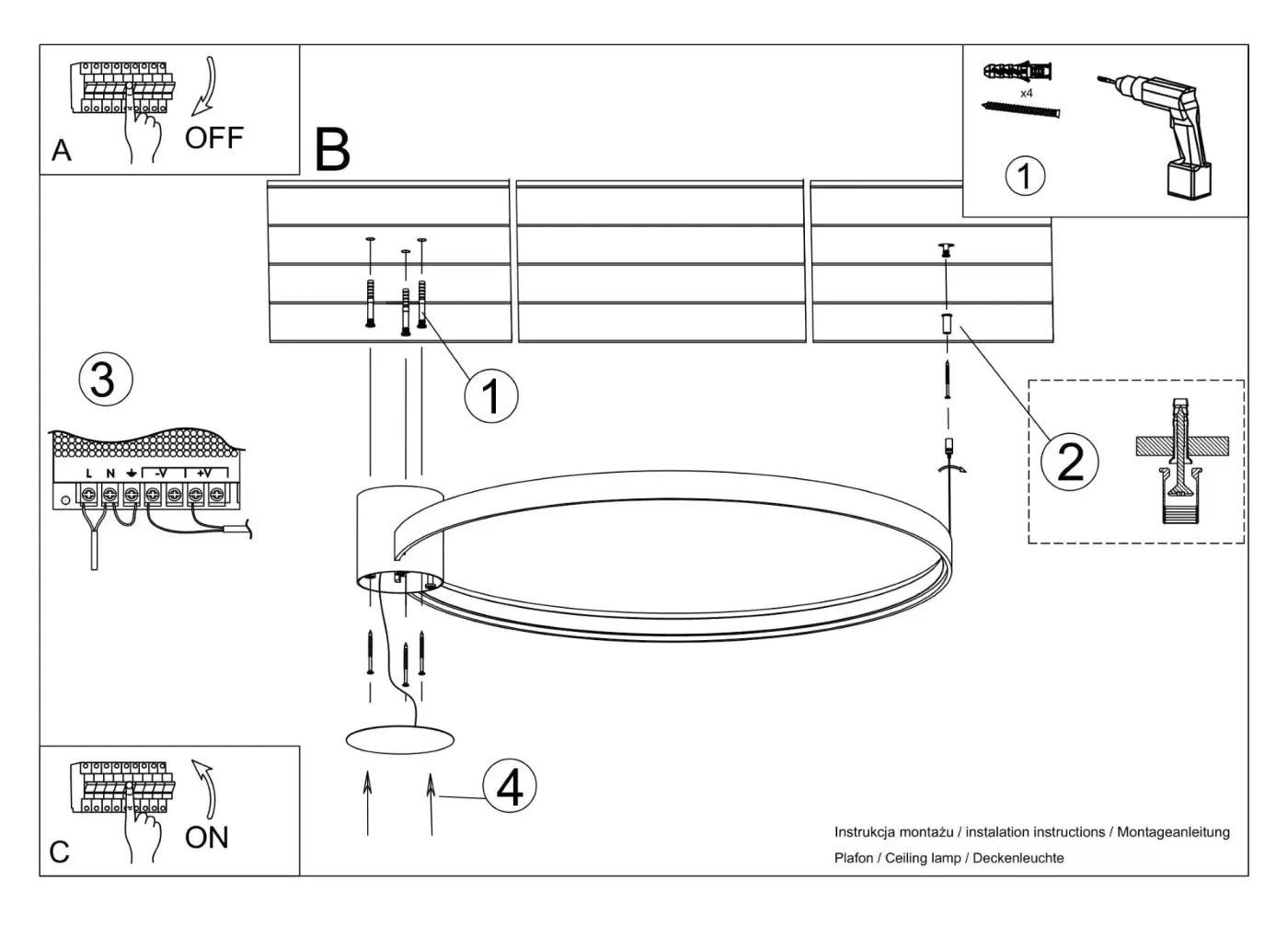 Luminaire Plafonnier Design - Rio 110 3000K (Noir)
