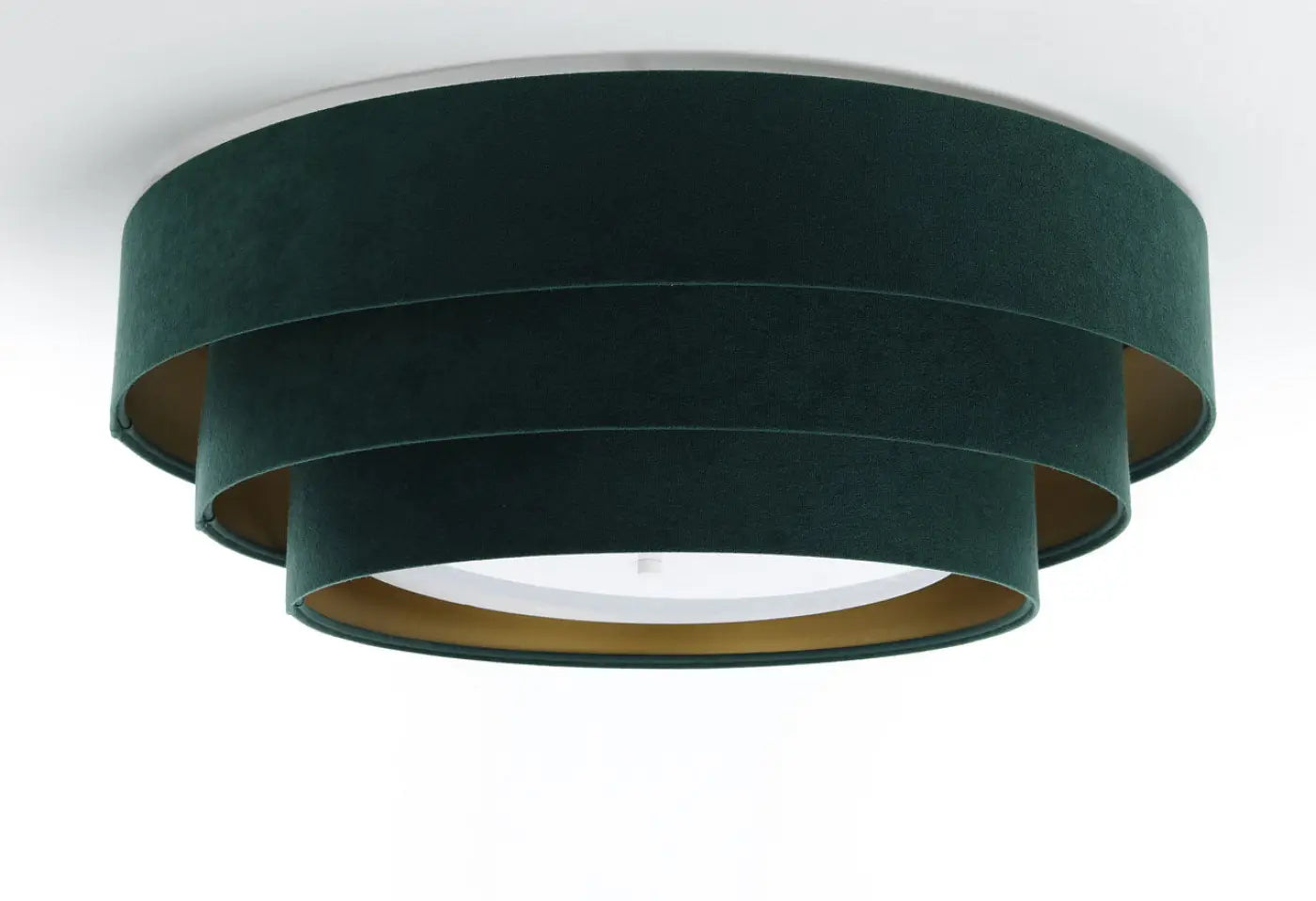 Luminaire Plafonnier Chic en Tissu - Triniti Veloursstoff (Vert/Doré)