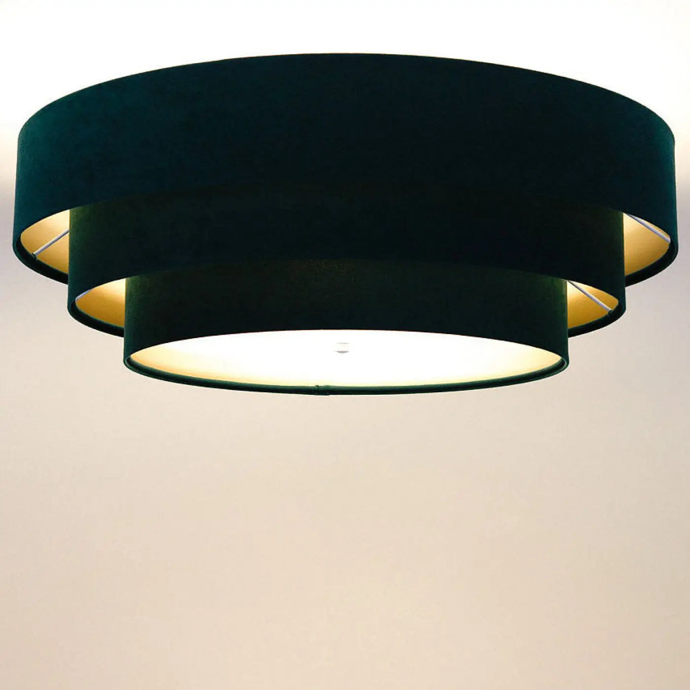 Luminaire Plafonnier Chic en Tissu - Triniti Veloursstoff (Vert/Doré)