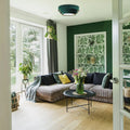 Luminaire Plafonnier Chic en Tissu - Triniti Veloursstoff (Vert/Doré)