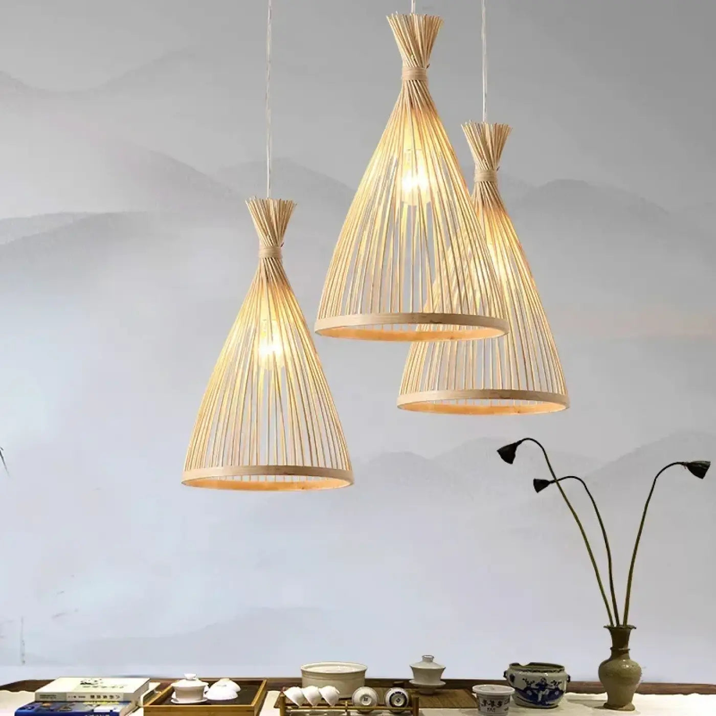 Suspension Luminaire Design en Bambou - Dezy