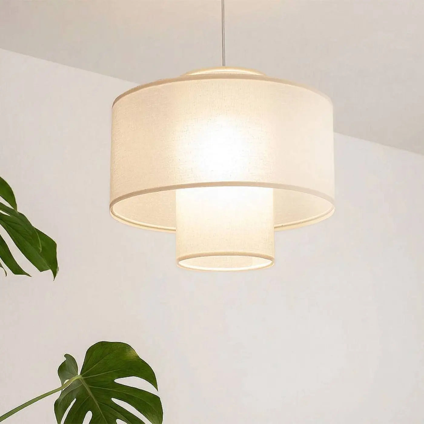 Suspension Luminaire en Tissu - Twin (Blanc Crème)