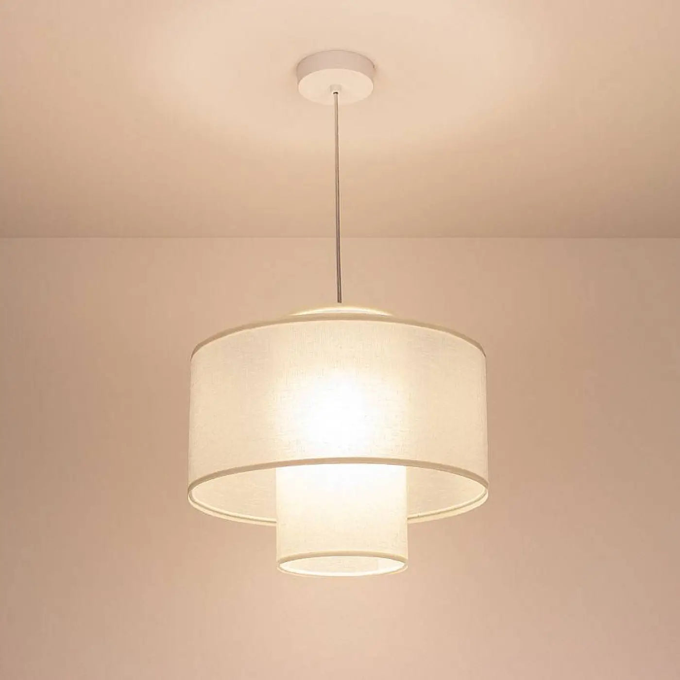 Suspension Luminaire en Tissu - Twin (Blanc Crème)