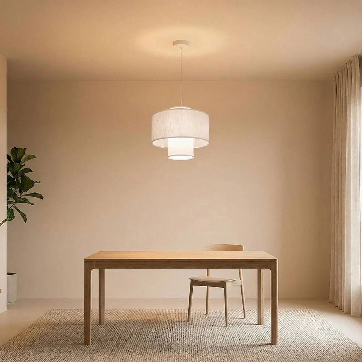Suspension Luminaire Moderne en Tissu - Twin (Blanc)