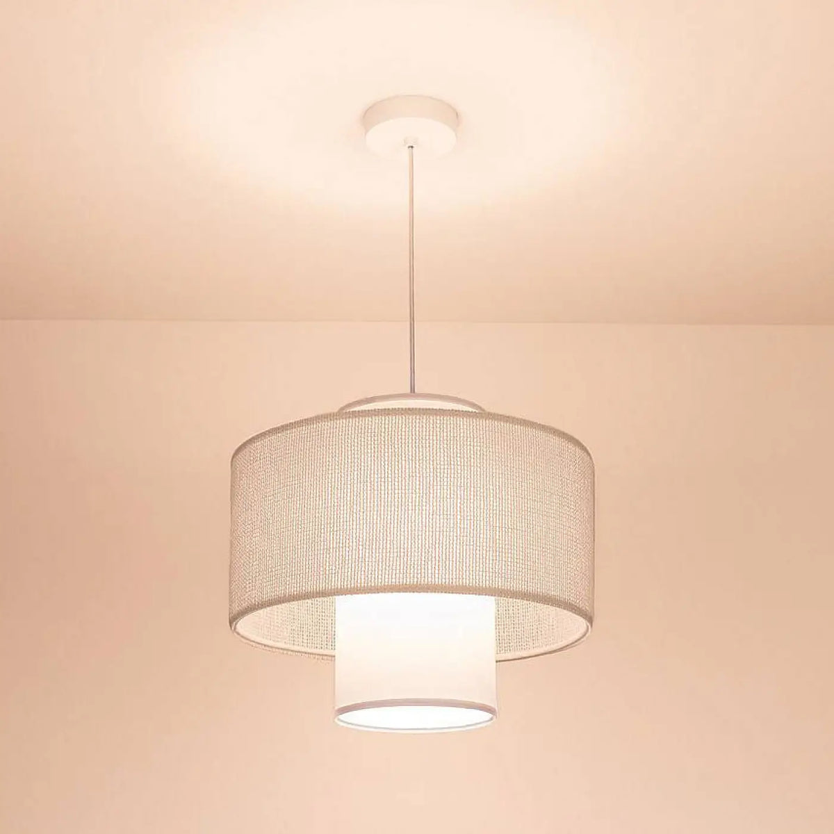 Suspension Luminaire Moderne en Tissu - Twin (Blanc)