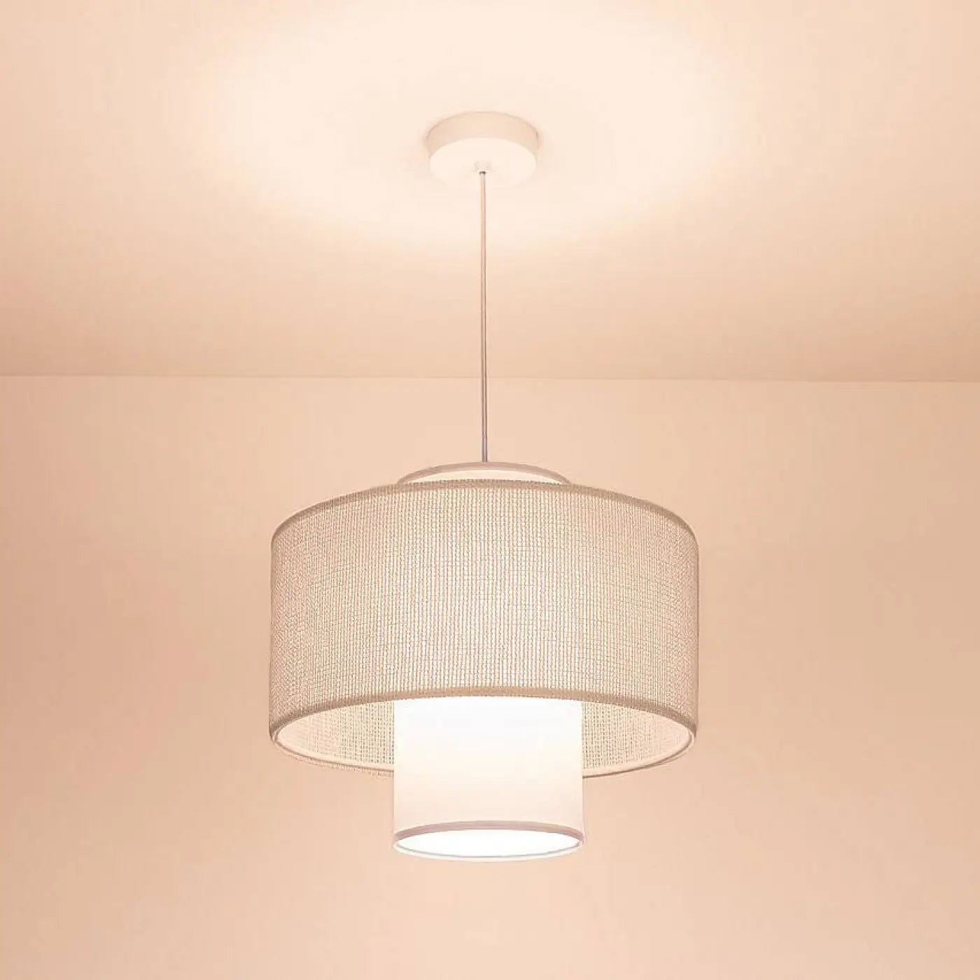 Suspension Luminaire Moderne en Tissu - Twin (Blanc)