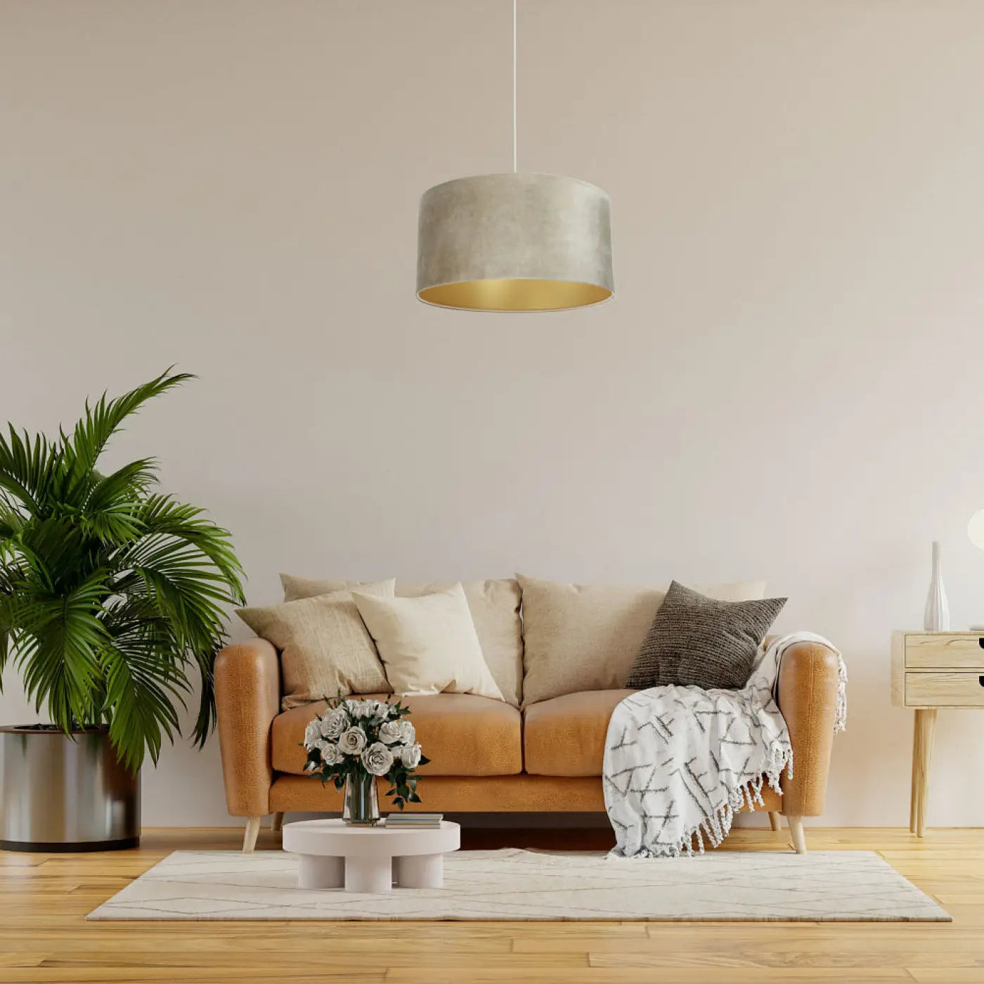 Suspension Luminaire Design - Vintage Glamour (Beige/Doré)