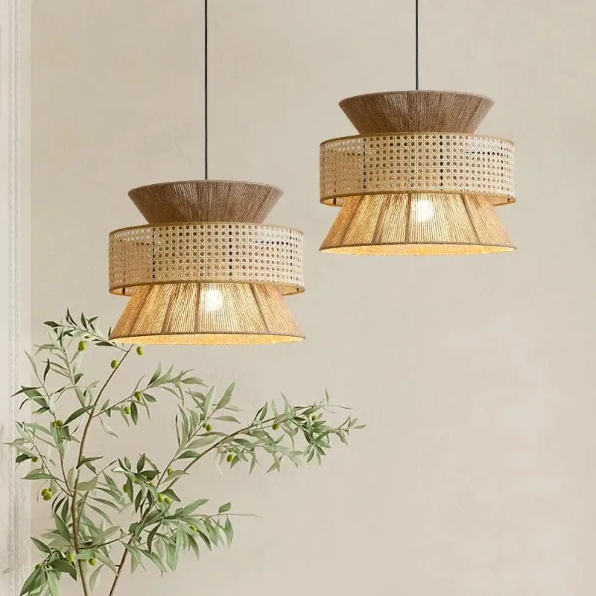 Suspension Luminaire Boheme en Rotin - Lurie