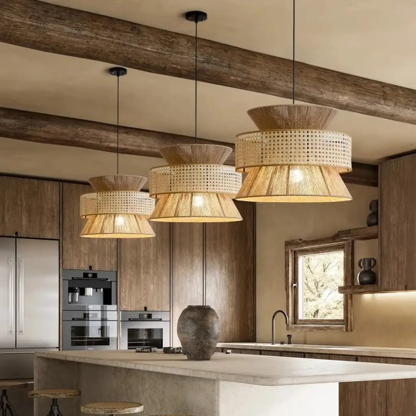 Suspension Luminaire Boheme en Rotin - Lurie