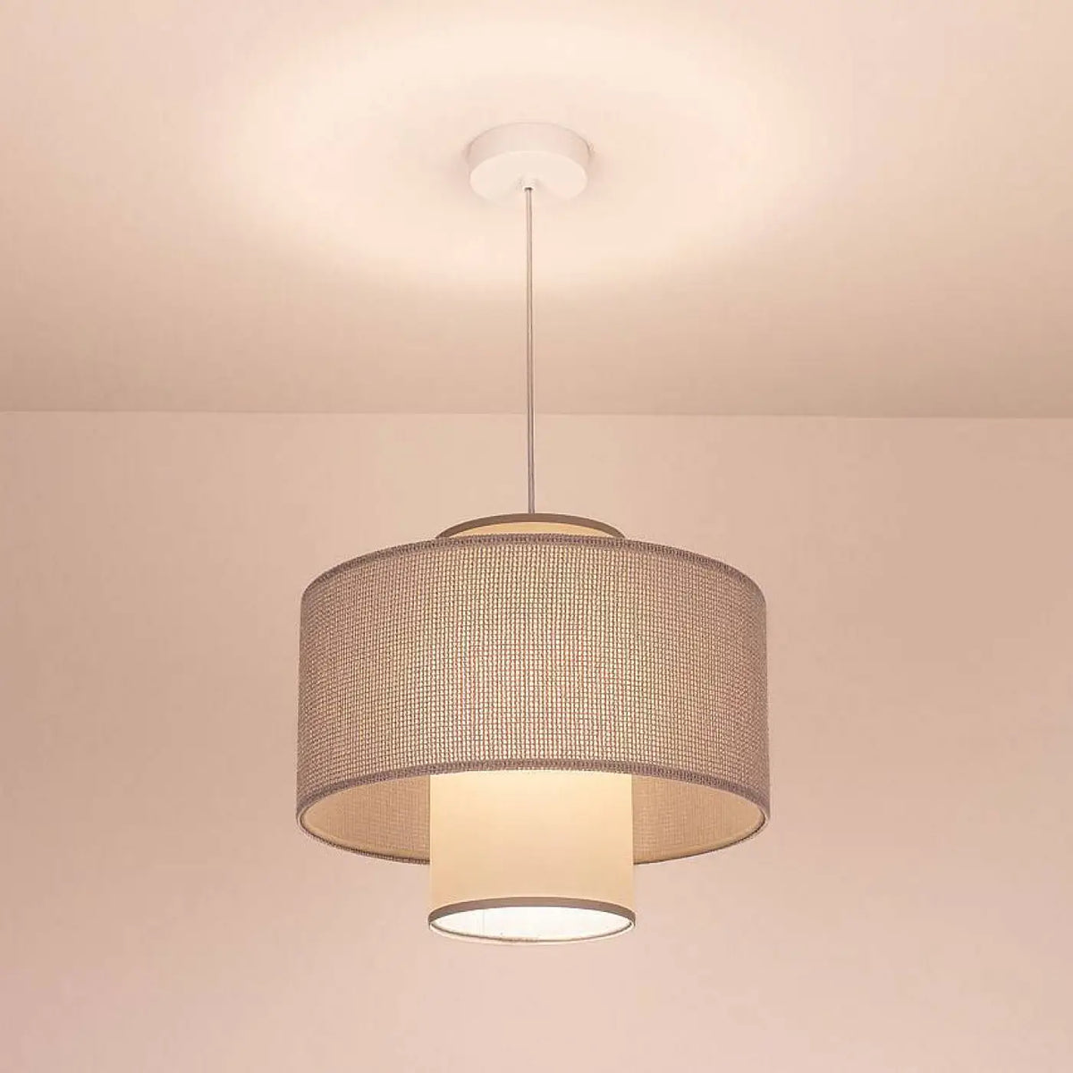 Suspension Luminaire en Tissu - Twin (Gris)