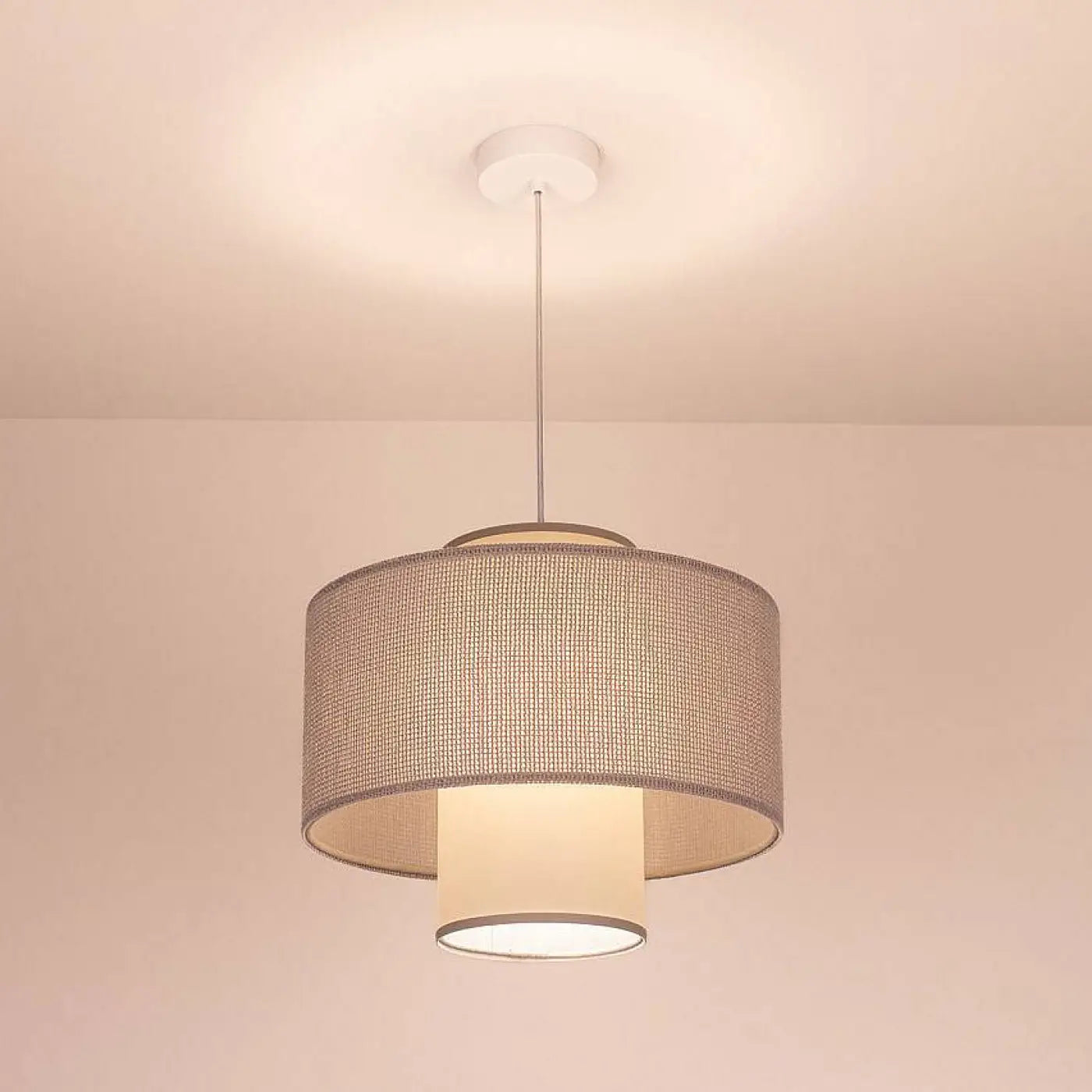 Suspension Luminaire en Tissu - Twin (Gris)