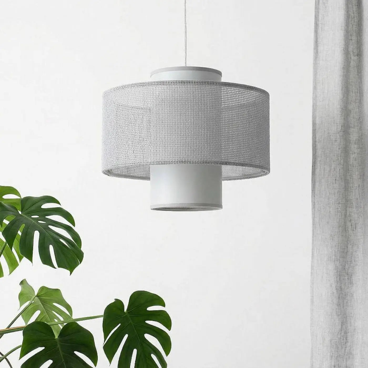 Suspension Luminaire en Tissu - Twin (Gris)