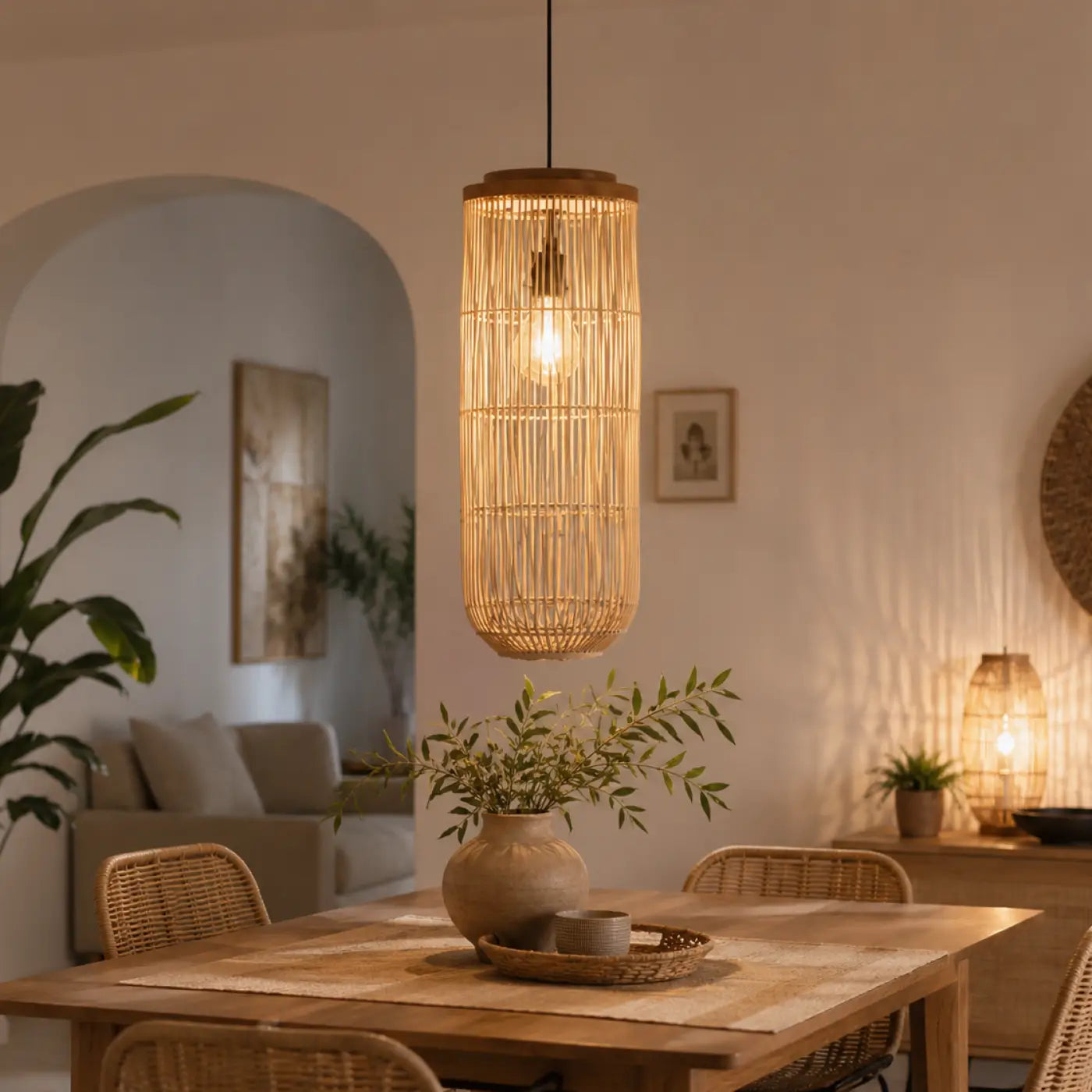 Suspension Luminaire Boheme en Bambou - Nyra
