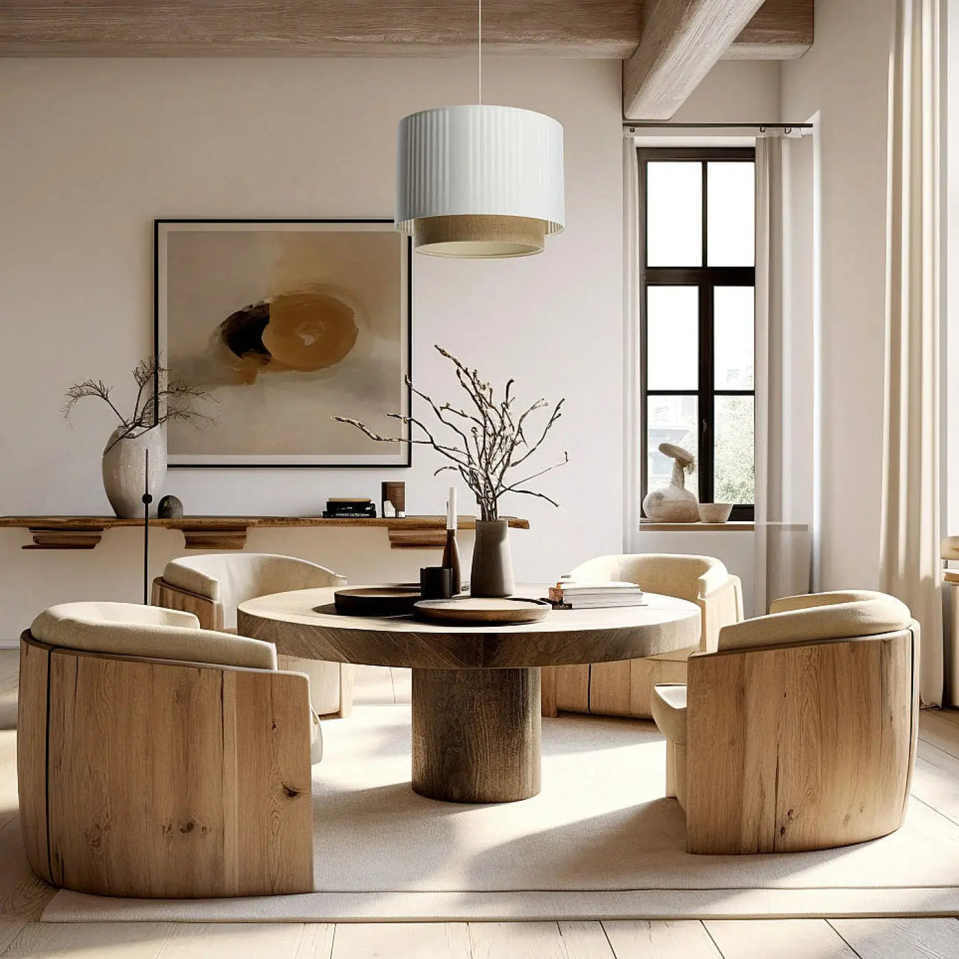 Suspension Luminaire Design - Duo Lami Line (Blanc/Beige/Ecru)