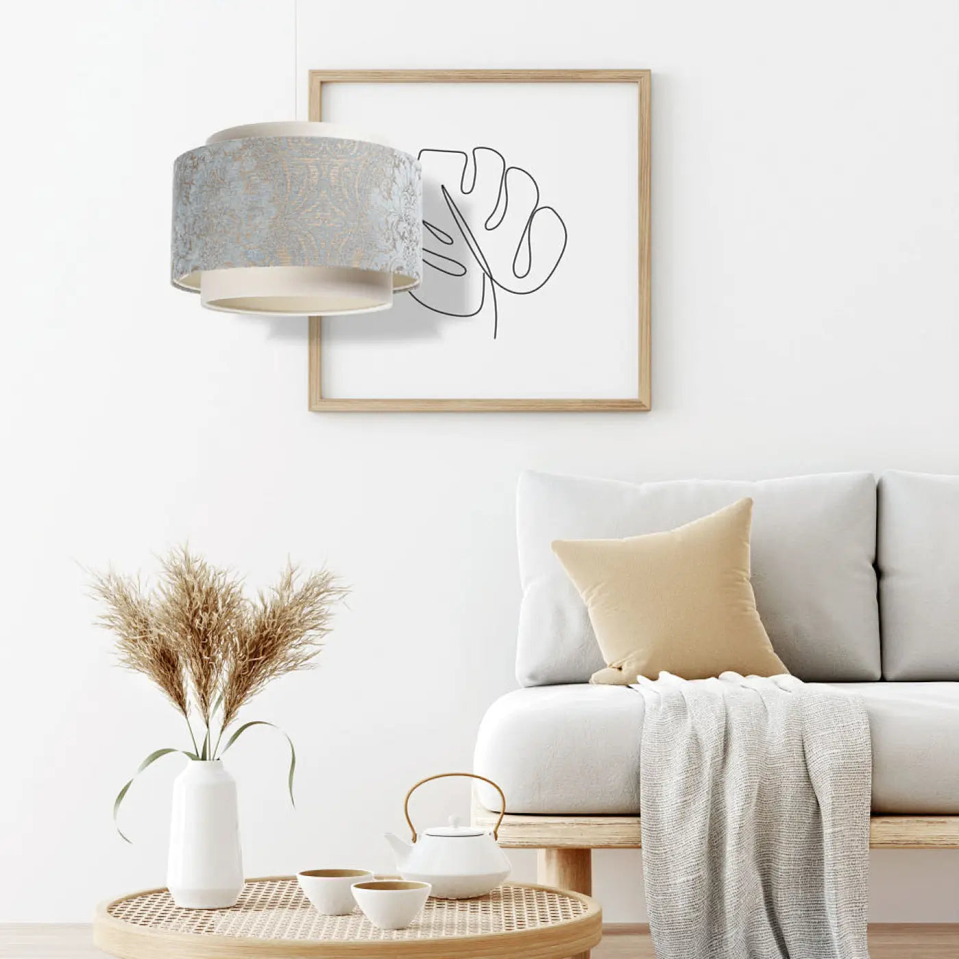 Suspension Luminaire Chic - Doblo (Crème/Bleu Clair/Ecru)
