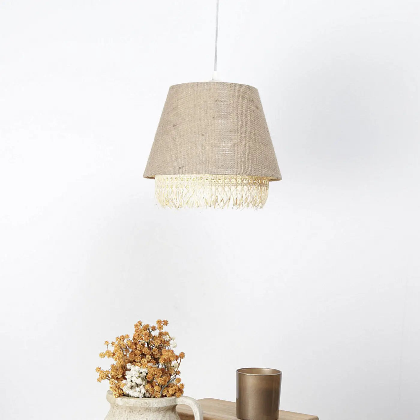 Suspension Luminaire Moderne en Rotin - Sensei Rattan (Beige)