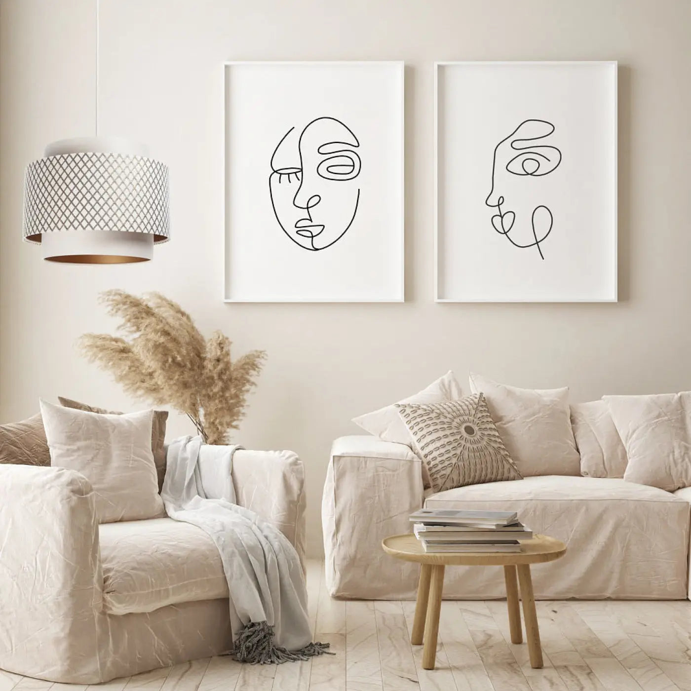 Suspension Luminaire Design - Doblo (Blanc Crème/Doré)