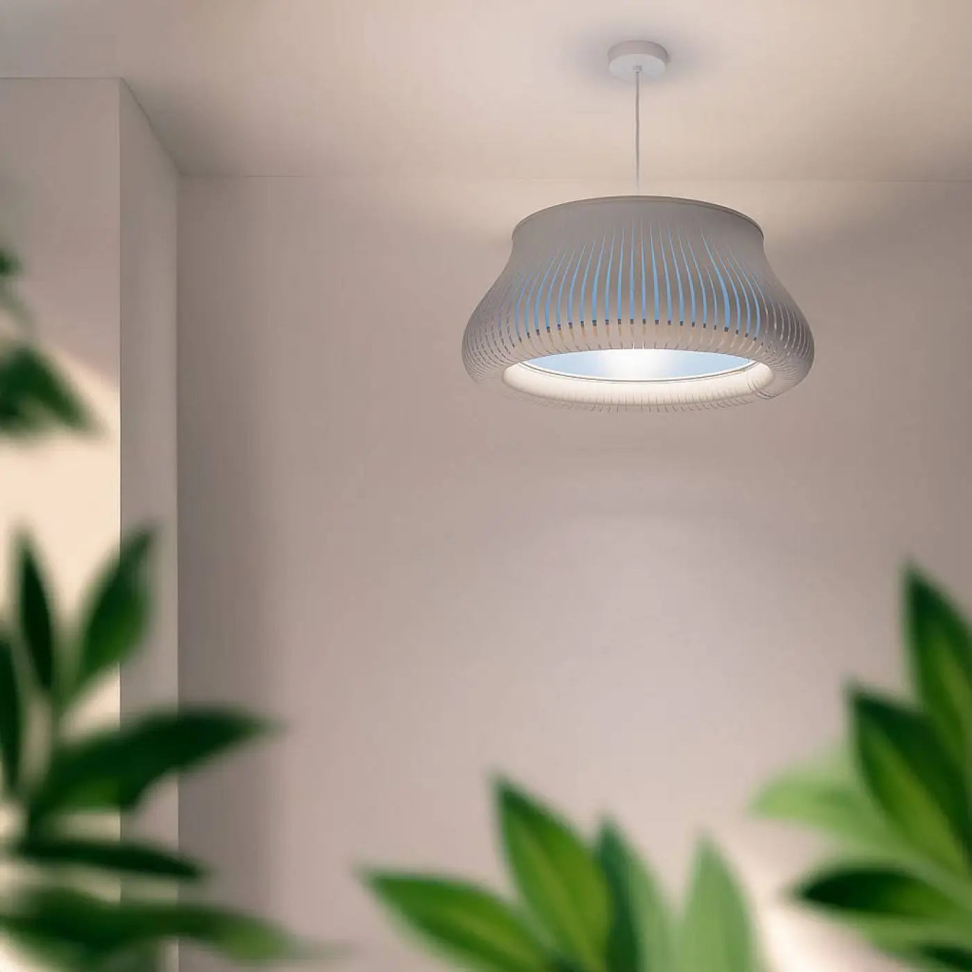 Suspension Luminaire Design - Oblo (Blanc/Bleu Clair)